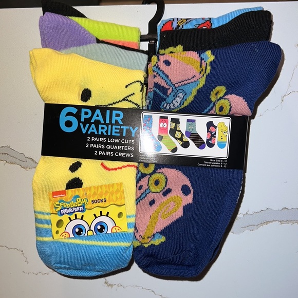 Men's 6-pack Variety Socks, 10-13, SpongeBob - Picture 2 of 3